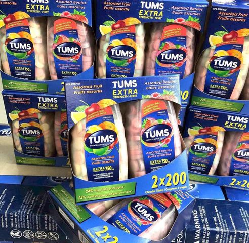 Viên Nhai Hỗ Trợ Tiêu Hóa Tums Extra 750mg USA - Giảm Đầy Hơi, Ợ Chua, Hương Vị Thoải Mái - 200 Viên