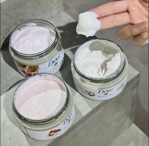 Dove Tẩy Tế Bào Chết Toàn Thân 298g - Muối Tắm Dưỡng ẩm, Làm Sạch Da Mềm Mại, Hương Thơm Thoải Mái, Dưỡng Da Tươi Mới