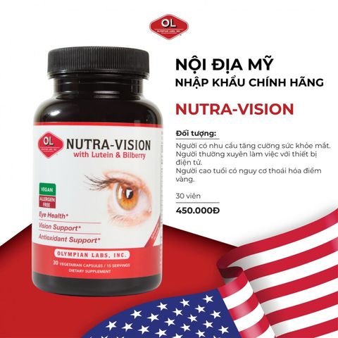 Nutra-Vision Olympian Labs - Viên Uống Bổ Mắt Hỗ Trợ Chăm Sóc Và Bảo Vệ Thị Lực Hàng Ngày, Giảm Tác Động Ánh Sáng Xanh