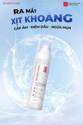 Xịt Khoáng Cấp Ẩm Kiềm Dầu Sắc Ngọc Khang 145ml - Giảm Mụn, Làm Dịu Da, Căng Bóng, Ẩm Mịn, Dưỡng Da Tươi Trẻ