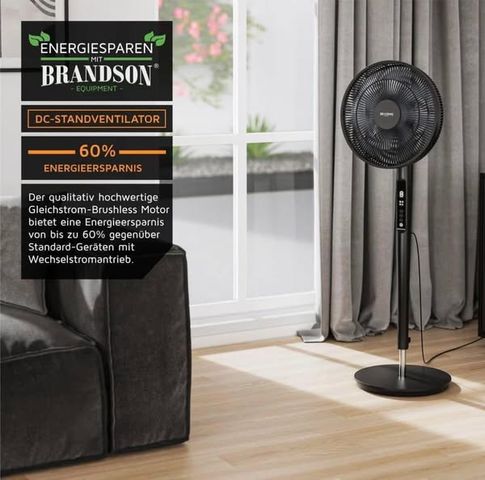 Quạt Đứng Brandson DC ECO - Giải Thưởng Thiết Kế 2024, Tiết Kiệm Năng Lượng 60%, Động Cơ Yên Tĩnh, 9 Mức Tốc Độ, Chế Độ ECO Thông Minh