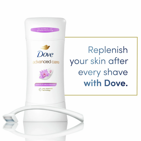 Lăn khử mùi nữ Dove Advance Waterlily & Sakura Blossom Hương Hoa Anh Đào Và Waterlily dạng sáp dưỡng ẩm không ố vàng