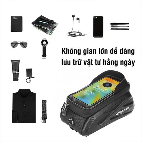 Túi Treo Xe Đạp PÊ ĐAN Chống Nước Chất Liệu PU - Tích Hợp Màn Hình Cảm Ứng TPU Đựng Điện Thoại Tiện Lợi Cho Người Đạp Xe