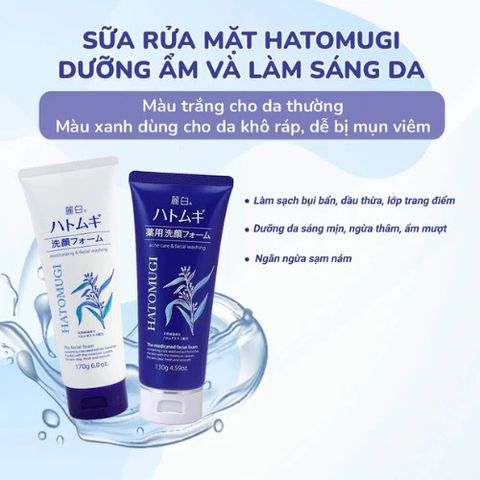 Sữa Rửa Mặt Hatomugi Ý Dĩ Nhật Bản 130g - Dưỡng Sáng, Cung Cấp Độ Ẩm, Giảm Mụn - Sản Phẩm Chăm Sóc Da Tự Nhiên An Toàn