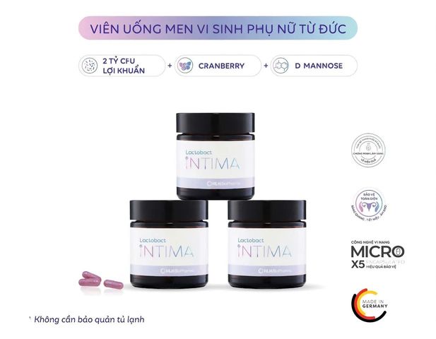 Viên Uống Men Vi Sinh Phụ Nữ Lactobact Intima - Giải Pháp Bảo Vệ Vùng Kín, Ngừa Viêm Nhiễm, Cân Bằng pH 100% Chính Hãng Đức