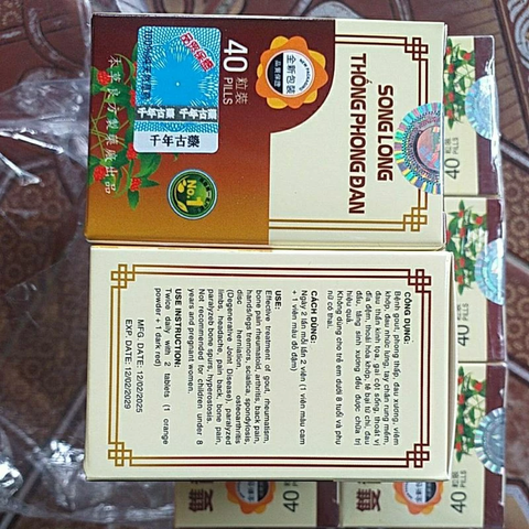 Viên uống hỗ trợ đau nhức xương khớp Song Long Thống Phong Đan - 40 viên, ngăn ngừa loãng xương và thoái hóa xương