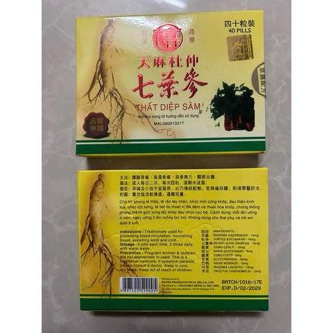 Thất Diệp Sâm Hỗ Trợ Xương Khớp Chính Hãng Malaysia - Giảm Đau Viêm Khớp, Tái Tạo Màng Sụn, 40 Viên Chất lượng Cao