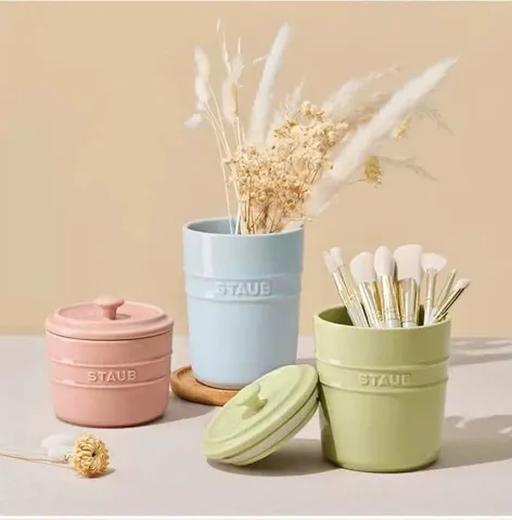 Bộ hũ đựng Staub có gioăng - Bộ 3 hũ kích thước 500ml, 800ml, 1000ml màu pastel, giữ thực phẩm tươi lâu, chống ẩm mốc, hoàn hảo cho nhà bếp