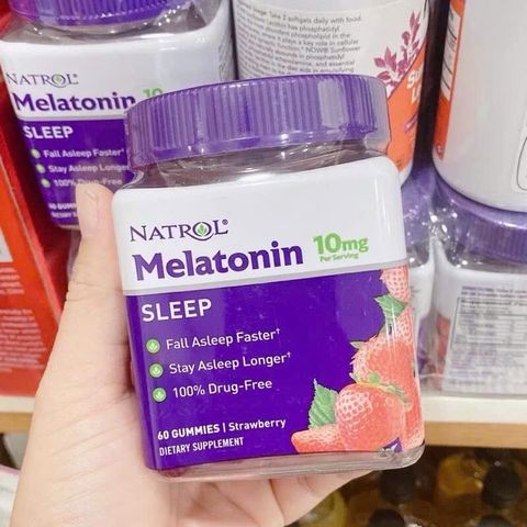 Kẹo dẻo hỗ trợ ngủ ngon Natrol 10mg - Giúp ngủ sâu tự nhiên, không gây phụ thuộc, hộp 90 viên hương dâu tây ngon miệng.
