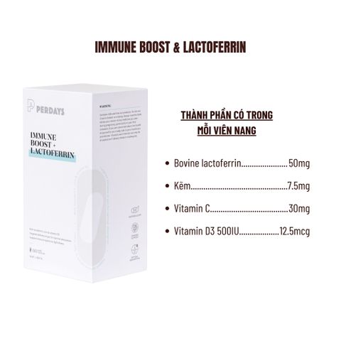 Viên Uống PERDAYS Immune Boost & Lactoferrin - Tăng Cường Đề Kháng Cho Mẹ Bầu, Hỗ Trợ Hệ Miễn Dịch - Lọ 60 Viên