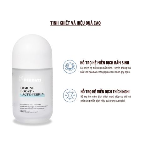 Viên Uống PERDAYS Immune Boost & Lactoferrin - Tăng Cường Đề Kháng Cho Mẹ Bầu, Hỗ Trợ Hệ Miễn Dịch - Lọ 60 Viên