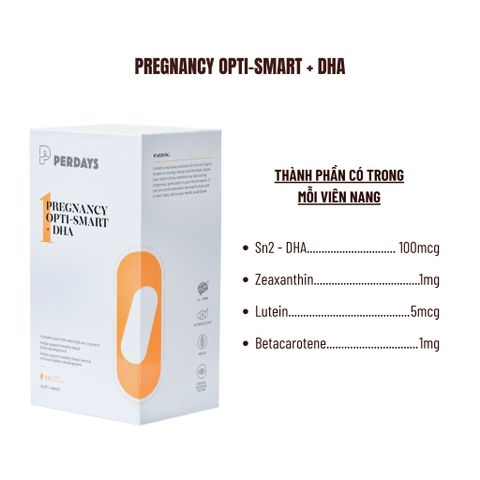 Viên Uống Bổ Sung DHA Sn-2 PERDAYS Pregnancy Opti-smart - Hỗ Trợ Phát Triển Não Bộ Thai Nhi, Tăng Cường Sức Khỏe Mẹ Bầu – Lọ 60 Viên