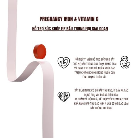 Viên Uống Sắt PERDAYS Pregnancy Iron - Bổ Sung Sắt & Vitamin C Cho Mẹ Bầu, Ngăn Ngừa Thiếu Máu, Tăng Cường Miễn Dịch - Lọ 30 Viên