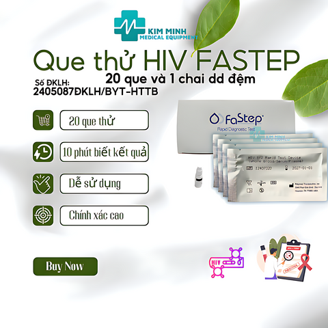 Combo 20 Que Test Nhanh HIV Fastep - Bộ Sản Phẩm Xét Nghiệm Tại Nhà với 20 Kim Chích Máu và Dung Dịch Đệm Tiện Lợi