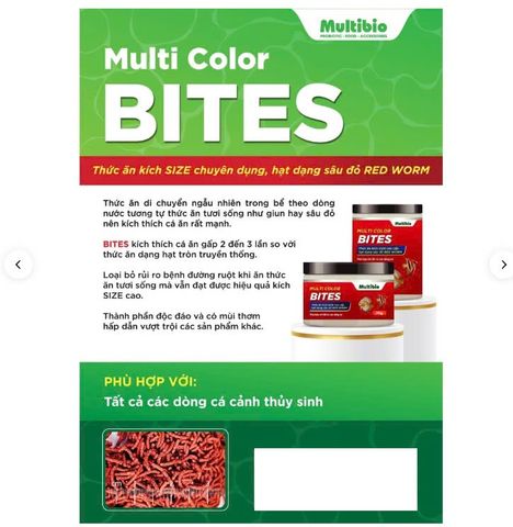 Cám Tăng Màu Multi Color Bites - Thức ăn Chuyên Dụng cho Cá Cảnh Thủy Sinh, Cá Đĩa, Cá Cầu Vồng từ Multibio Lab