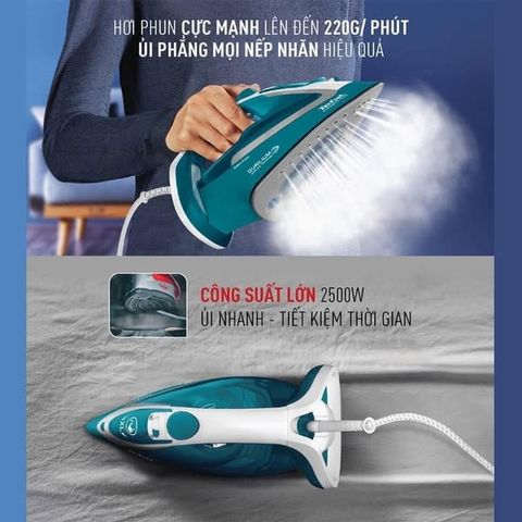 Bàn Là Hơi Nước Tefal FV5737 - Công Suất 2500W, Phun Hơi Tăng Cường 220g/phút, Nhanh Nóng, Thiết Kế Trẻ Trung, Xuất Xứ Pháp