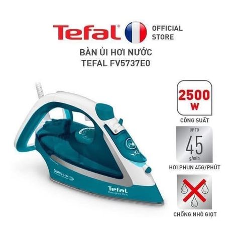 Bàn Là Hơi Nước Tefal FV5737 - Công Suất 2500W, Phun Hơi Tăng Cường 220g/phút, Nhanh Nóng, Thiết Kế Trẻ Trung, Xuất Xứ Pháp