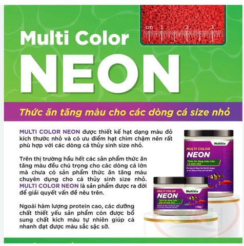 Cám Multibio Multi Color Neon - Thức Ăn Dinh Dưỡng Cho Cá Neon, Bảy Màu, Thủy Sinh Nhỏ, Cải Thiện Màu Sắc Tự Nhiên