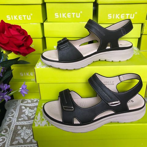 Giày Sandal Nữ Siketu Siêu Nhẹ Quai Ngang Khóa Dán Tiện Lợi Đế Gót 3CM - Phong Cách Khỏe Khoắn Thoải Mái Cho Các Cô Gái
