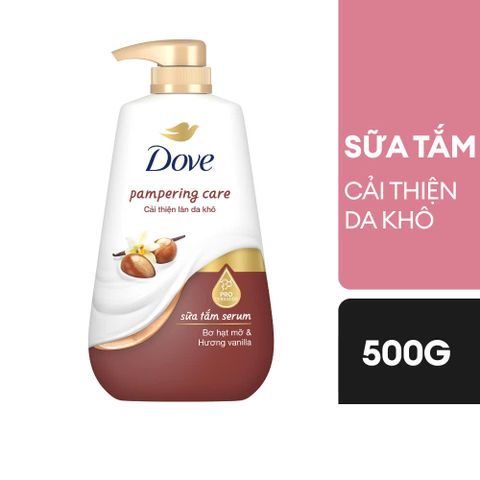 Sữa Tắm Dove Dưỡng Thể Bơ Hạt Mỡ & Vanilla 500g - Chăm Sóc Da Mềm Mịn, Hương Thơm Ngọt Ngào, Phục Hồi Độ Ẩm