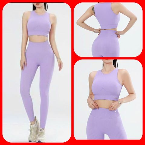 Set quần áo tập Gym Yoga Naqi - Chất dệt gân thoáng mát kèm 1 cặp mút ngực cho nữ - Thời trang thể thao năng động