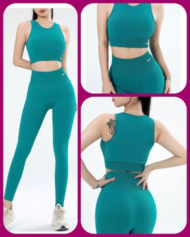 Set quần áo tập Gym Yoga Naqi - Chất dệt gân thoáng mát kèm 1 cặp mút ngực cho nữ - Thời trang thể thao năng động