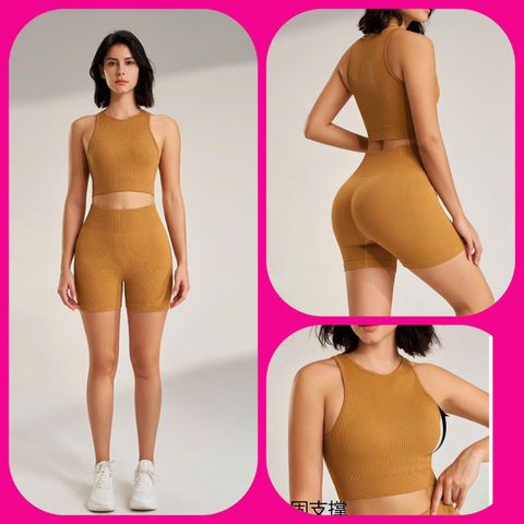 Bộ Đùi Yoga Nữ Dệt Kim Áo Mút Lót Đúc Liền Quần Đùi Co Giãn Tốt - Đồ Tập Gym Nhanh Khô, Thời Trang Dành Cho Phụ Nữ