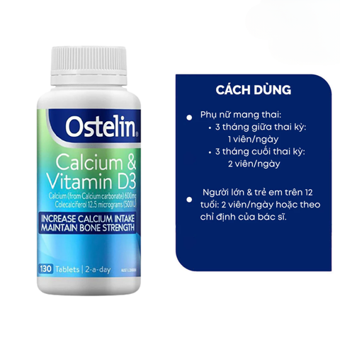 Canxi Ostelin calcium & Vitamin D3 Úc cho bà bầu, 130 viên