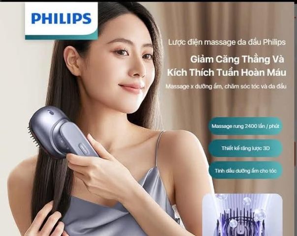 Lược Massage Phun Tinh Dầu Philips 1511 - Cung Cấp Sự Thư Giãn Da Đầu, Giảm Căng Thẳng, Dưỡng Tóc Khỏe Mạnh, Thiết Kế Nhỏ Gọn Dễ Dàng Vệ Sinh