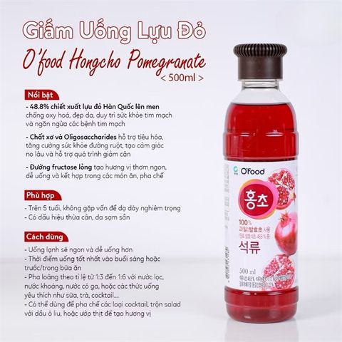 Nước Uống Giấm Lựu Giảm Cân & Làm Đẹp Da Daesang Hàn Quốc - Chai 500ml An Toàn & Tự Nhiên, Bổ Sung Vitamin B