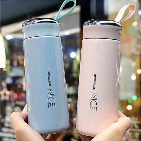Bình nước thủy tinh Nice 400ml - Giữ nhiệt cao cấp, thiết kế thời trang nhiều màu sắc, tiện lợi cho học sinh và văn phòng.
