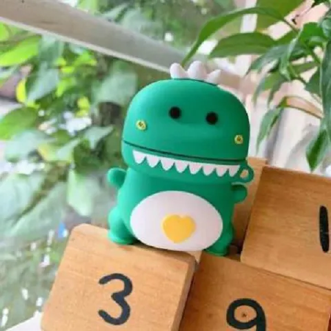 Vỏ Bọc Silicon Dẻo AirPods 1 2 - Khủng Long Trái Tim Siêu Cute - Case Tai Nghe Độc Đáo và Chất Lượng Cao