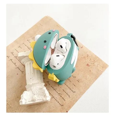 Vỏ Bọc Silicon Dẻo AirPods Khủng Long Bờm Vàng - Phụ Kiện Tai Nghe AirPods 1 2 Pro Siêu Cute, Bảo Vệ Chống Trầy Xước
