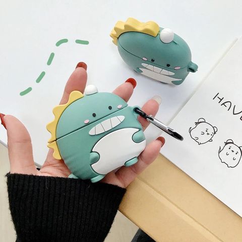 Vỏ Bọc Silicon Dẻo AirPods Khủng Long Bờm Vàng - Phụ Kiện Tai Nghe AirPods 1 2 Pro Siêu Cute, Bảo Vệ Chống Trầy Xước