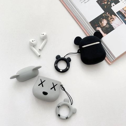 Vỏ Bọc Tai Nghe Không Dây Gấu Mắt X Kaws cho Airpods 1 2 - Bao Silicon Cao Cấp, Thiết Kế Tinh Tế, Phụ Kiện Thời Trang