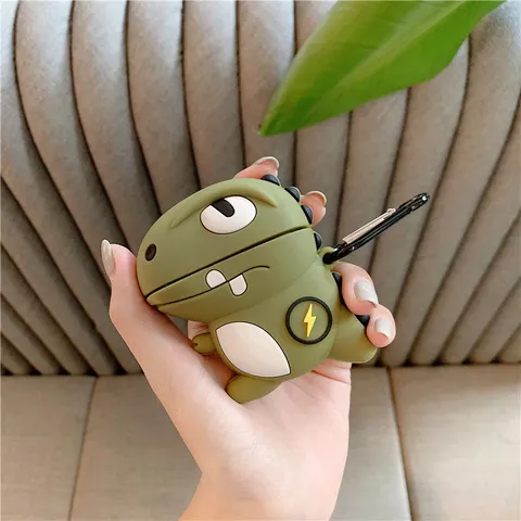 Vỏ Bọc Silicon Mềm Cho AirPods 1 2 Pro - Hình Khủng Long Tia Chớp - Phụ Kiện Tai Nghe Độc Đáo và Đẹp Mắt