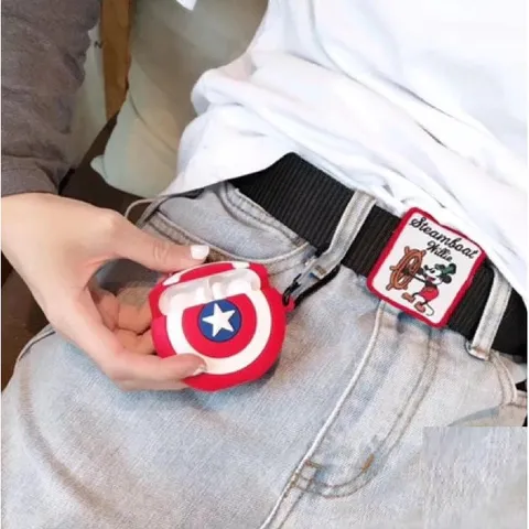 Vỏ Bọc Silicon AirPods 1 2 PRO - Khiên Captain America Độc Đáo Cho Hộp Sạc Tai Nghe Không Dây