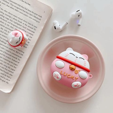 Vỏ Bọc Silicon Mềm cho AirPods 1 2 - Thiết Kế Mèo May Mắn Lucky Độc Đáo, Phù Hợp với Hộp Sạc Tai Nghe Dễ Thương
