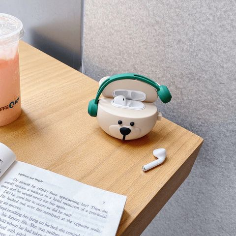 Vỏ Bọc Silicon Gấu Bear Music Cho AirPods 1 2 - Bảo Vệ Tai Nghe Không Dây Dày Dặn, Thiết Kế Độc Đáo, Phụ Kiện Thời Trang
