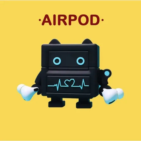 Vỏ Bọc Tai Nghe Airpods 1 2 Silicon Mềm (ROBOT Đen) - Hộp Sạc Không Dây Chống Trầy, Phụ Kiện Tai Nghe Thời Trang