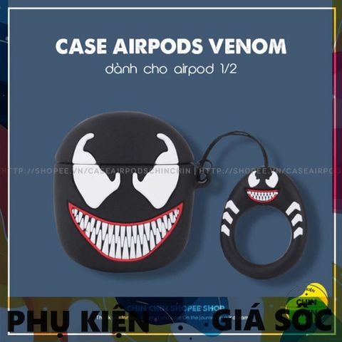 Vỏ Bọc Silicon Dẻo Airpods 1 2 Venom - Phụ Kiện Siêu Cute Cho Hộp Sạc Tai Nghe Không Dây