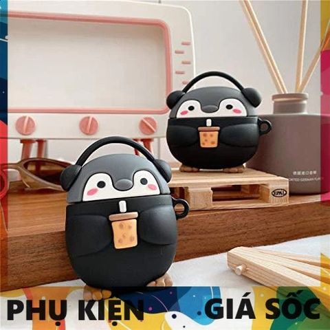 Vỏ Bọc Silicon Mềm AirPods 1 2 Pro - Hình Chim Cánh Cụt Trà Sữa Dễ Thương - Phụ Kiện Tai Nghe Chính Hãng