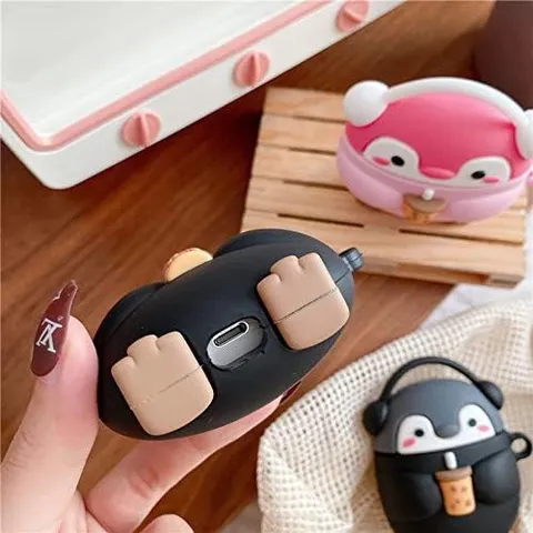 Vỏ Bọc Silicon Mềm AirPods 1 2 Pro - Hình Chim Cánh Cụt Trà Sữa Dễ Thương - Phụ Kiện Tai Nghe Chính Hãng