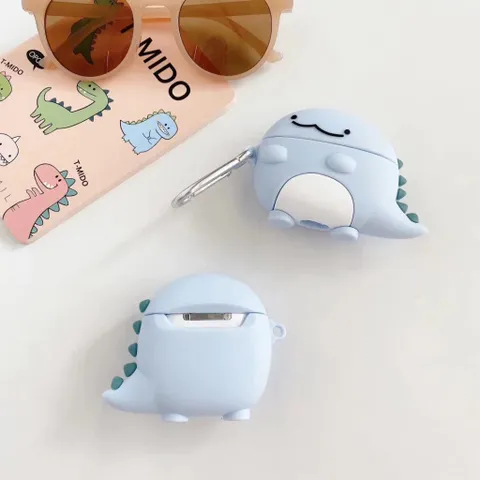Vỏ Bọc Silicon Khủng Long Xanh Béo Cho AirPods 1 2 - Phụ Kiện Tai Nghe Dễ Thương, Bảo Vệ An Toàn