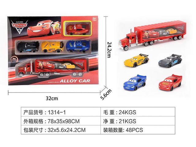 Bộ Đồ Chơi Xe Ô Tô McQueen Kim Loại - Gồm 1 Xe Tải Lớn & 4 Xe Nhỏ, Đồ Chơi Trẻ Em Thích Hợp Cho Bé Yêu