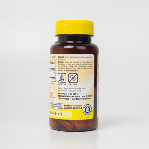 Mason Natural Cinnamon 1000mg - Viên hỗ trợ kiểm soát chỉ số đường huyết cho người tiểu đường - Hộp 100 viên