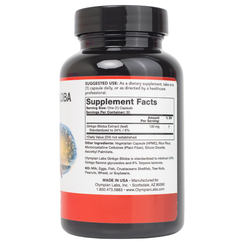 Viên uống Ginkgo Biloba 120mg Olympian Labs Mỹ - Hỗ trợ bổ não và tuần hoàn máu não, cải thiện trí nhớ hiệu quả