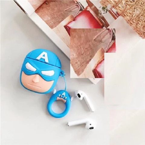 Vỏ Bọc Silicon Dẻo Airpods 1 2 - Siêu Nhân A Xanh, Ốp Đựng Tai Nghe Không Dây Thời Trang, Phụ Kiện Cao Cấp