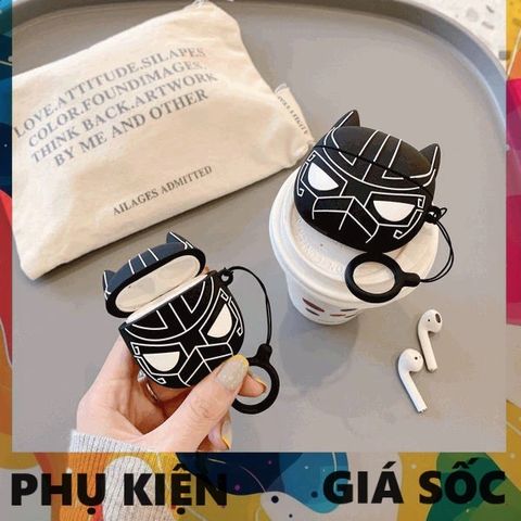 Vỏ Bọc Silicon Mềm Airpods 1 2 - Siêu Anh Hùng Báo Đen - Phụ Kiện Tai Nghe Không Dây Chất Lượng Cao