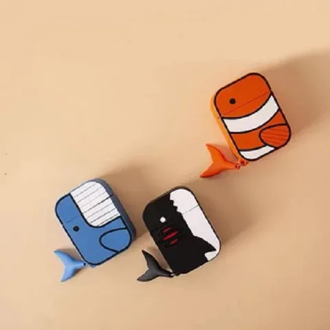 Vỏ Bọc AirPods 1 2 Silicon Dẻo - Thiết Kế Cá Nemo / Cá Voi Cho Hộp Sạc Tai Nghe AirPods, Phụ Kiện Độc Đáo